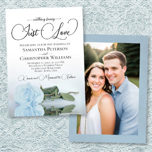 Invitación Solo Amor Rosa Azul Polvoriento Foto Atrás Boda