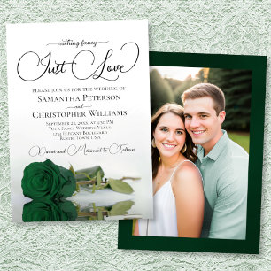 Invitación Solo Amor Rosa Verde Esmeralda Foto en la Parte Tr