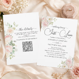 Invitación Solo Amor Rosas Rosadas Suaves Todo en Uno Boda 