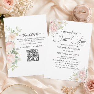 Invitación Solo Amor Rosas Rosadas Suaves Todo en Uno Boda 