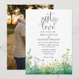 Invitación Solo Amor Script Flores Silvestres Foto Floral Bod