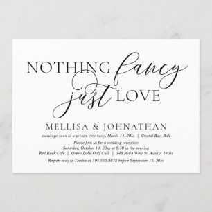 Invitación Solo Amor, Sencilla Fiesta de Boda Fugaz