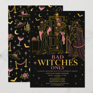 Invitación Solo Brujas Malas Noche de Chicas de Halloween