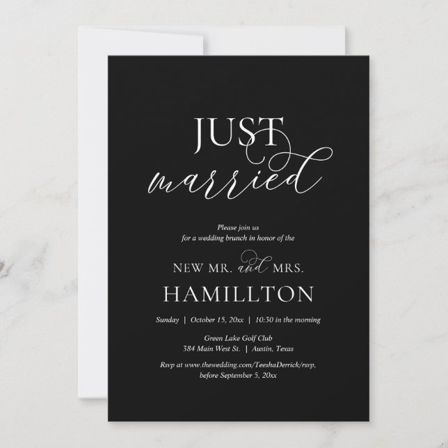 Invitación Solo casada, boda Brunch Elopement (Anverso)
