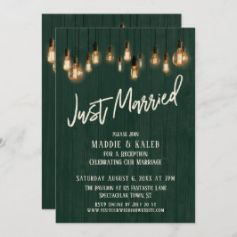 Invitación Solo casada con luz verde oscura de madera Edison