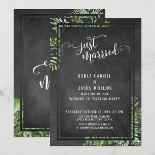 Invitación Sólo con guion casada verde Bouquet & Chalkboard