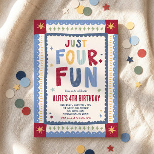 Invitación Sólo Cuatro Divertidas Fantasías Cumpleaños 4 Niño