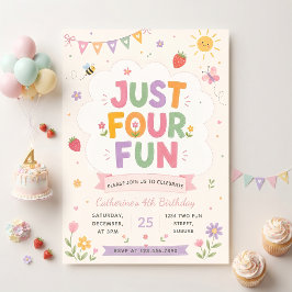 Invitación Solo Cuatro Fiesta de Cumpleaños Divertida