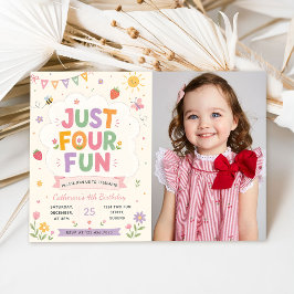 Invitación Sólo Cuatro Fotos de Fiesta de Cumpleaños Divertid
