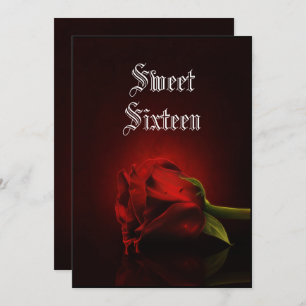 Invitación Solo dulce gótico 16 del rosa rojo