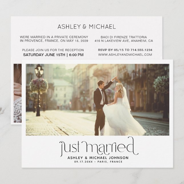 Invitación Solo Elopement casado 4 Photo Reception Solo Invi (Anverso / Reverso)