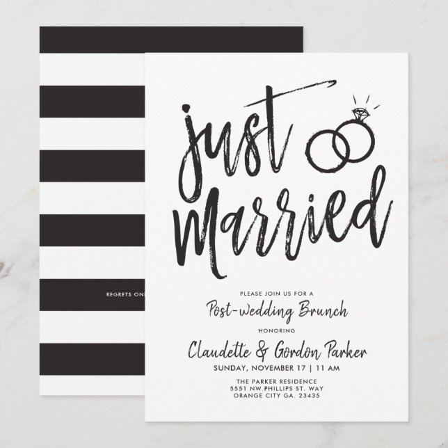 Invitación Sólo escritura casada Letra post Boda Brunch (Anverso / Reverso)