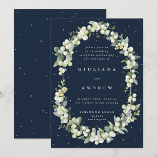 Invitación Solo la recepción de bodas de nevadas y eucalipto