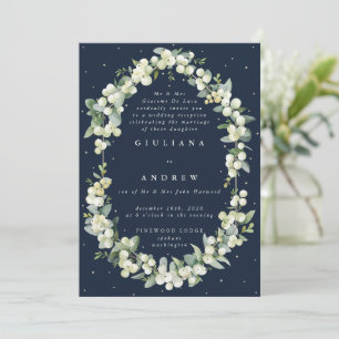 Invitación Solo la recepción de bodas de nevadas y eucalipto