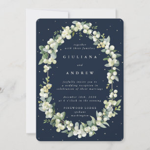 Invitación Solo la recepción de bodas de nevadas y eucalipto