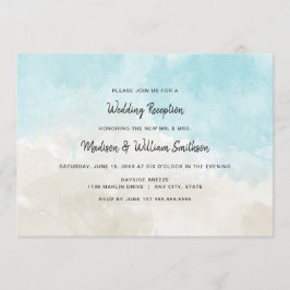 Invitación Solo la recepción de la boda de la playa acuarela