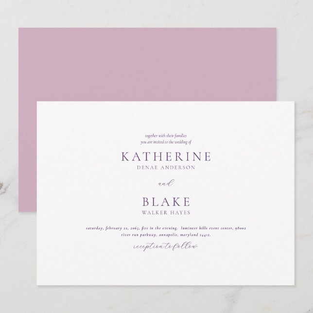 Invitación Solo los dos Bodas de lavanda moderna de EEUU Invi (Anverso / Reverso)