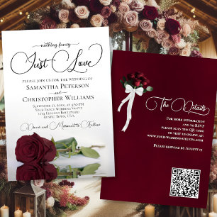 Invitación Sólo me encanta el elegante Rosa de Borgoña Boda d