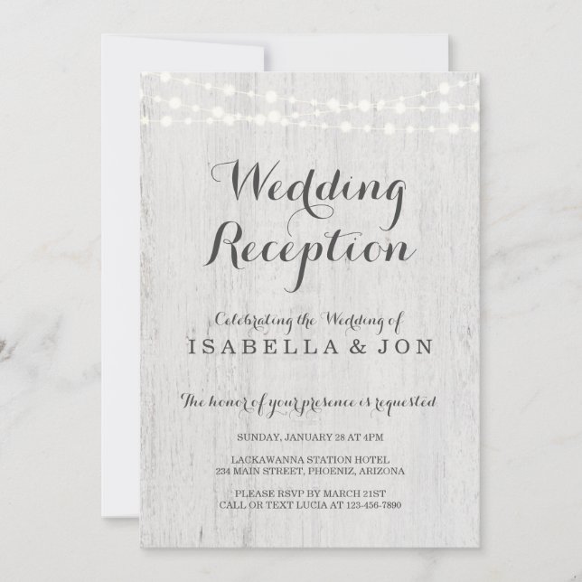 Invitación solo para la recepción de boda, rústica (Anverso)