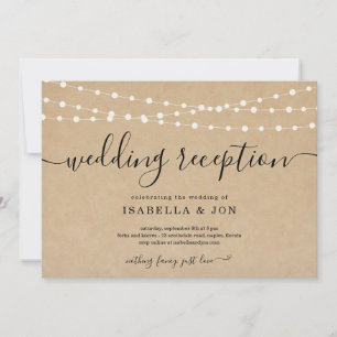 Invitación solo para la recepción de boda rústica