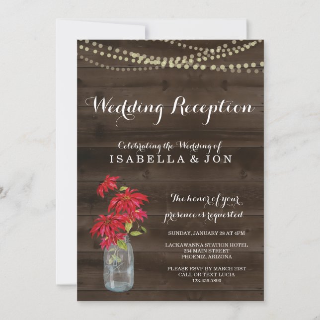 Invitación solo para recepción de boda de Navidad  (Anverso)