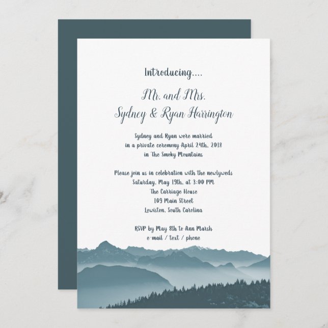 Invitación solo para recepción en las Montañas Bru (Anverso / Reverso)
