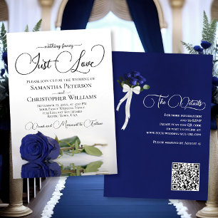 Invitación Sólo quiero a elegante Rosa azul de la marina Boda