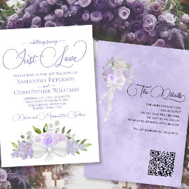 Invitación Sólo quiero a Lavender Boho Floral QR Boda de códi