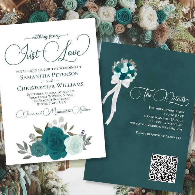 Invitación Sólo quiero a los Rosas Verde azulados Boho Floral (Front/Back)