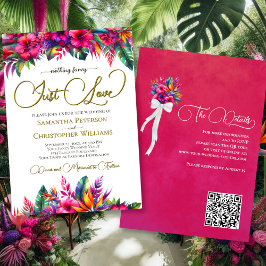 Invitación Sólo quiero al Boda de código QR floral de jardín