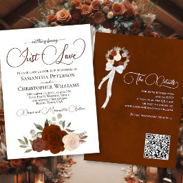 Invitación Sólo quiero al Naranja de óxido Boho Floral QR Bod