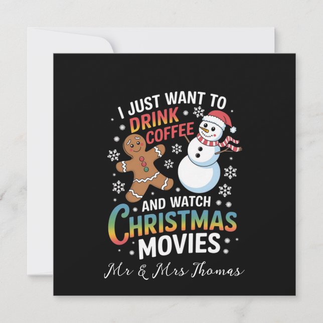 Invitación Solo quiero beber películas de Navidades de Coffee (Anverso)