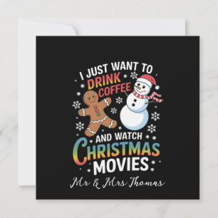 Invitación Solo quiero beber películas de Navidades de Coffee