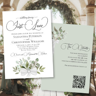 Invitación Sólo quiero Eucalyptus Bouquet QR Boda de código