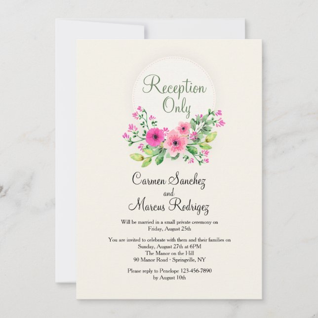 Invitación solo recepción (Anverso)