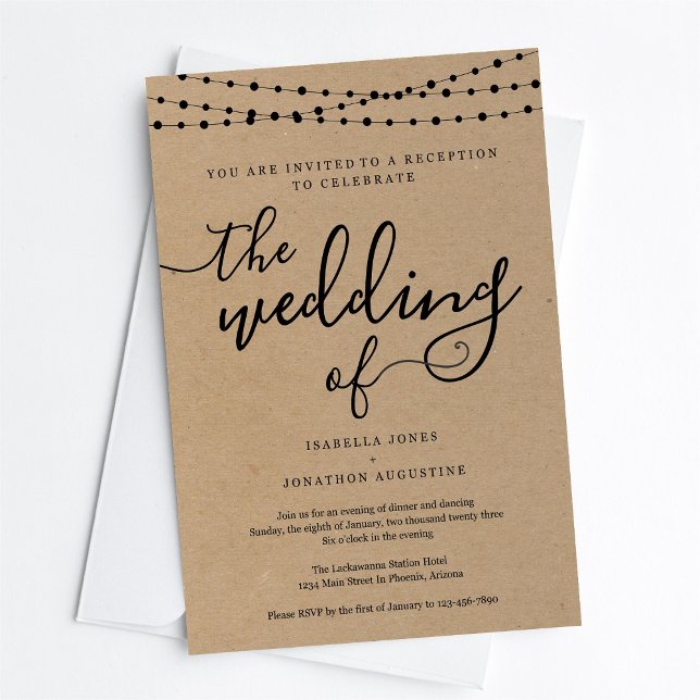 Invitación Solo recepción de bodas | Papel Kraft Rústico (Subido por el creador)