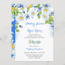 Invitación Solo recepción de casamiento con marea blanca azul