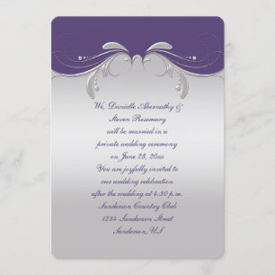 Invitación Sólo Recepción De Swirls De Plata Púrpura Polvorie