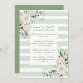 Invitación Solo recepción floral blanca con franjas verdes pá