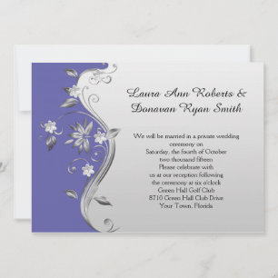 Invitación Sólo recepción floral Ornate Purple y Silver