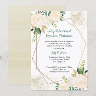 Invitación Solo recepción geométrica de los Rosas de oro blan