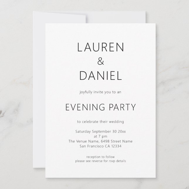Invitación Sólo texto simple Boda de código QR Fiesta nocturn (Anverso)