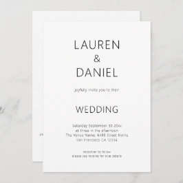 Invitación Sólo texto simple Código QR Boda blanco y negro