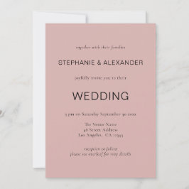 Invitación Sólo texto simple Código QR Boda rosa polvoriento