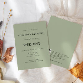 Invitación Sólo texto simple Código QR Boda verde sabio