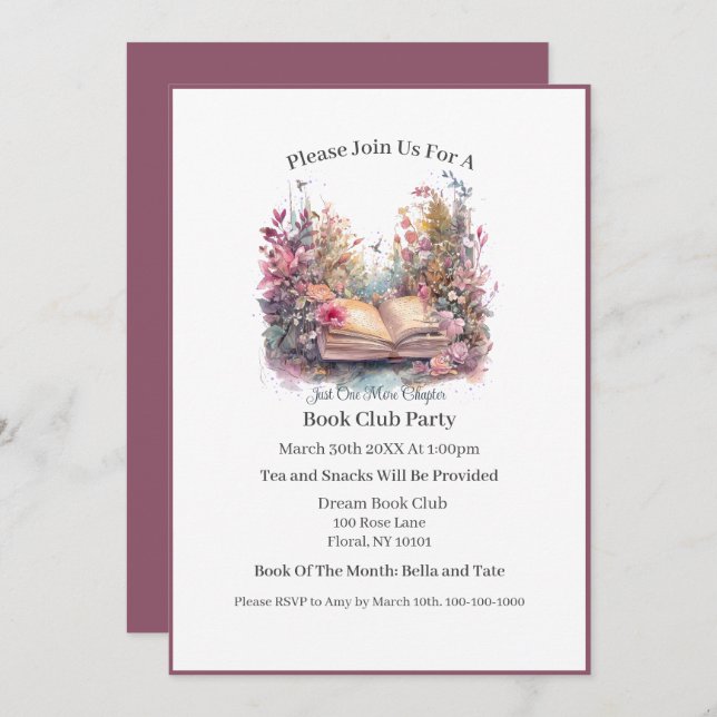 Invitación Solo un capítulo más - Libro Club (Anverso / Reverso)