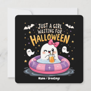 Invitación Sólo Un Chica Esperando Por Halloween Espantador V