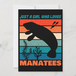 Invitación Solo un Chica que ama a los animales retro manatíe