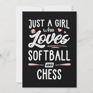 Invitación sólo un chica que ama el softball y el ajedrez