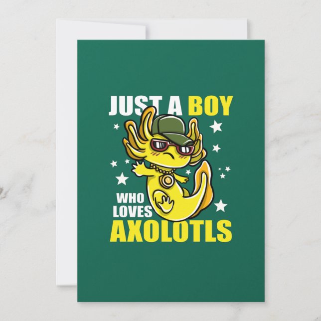 Invitación Solo un chico que ama a los axolotls Cute Funny Ka (Anverso)